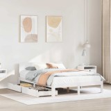 VidaXL Cadru de pat cu sertare, alb, 120x190 cm, lemn masiv pin