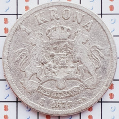 1069 Suedia 1 krona 1879 Oscar II ("OCH" in title) tiraj 77254 km 747 argint