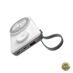 Baterie Externa Wireless Choetech B695 10000mAh 20W QC + PD + FQI 1 x Lightning - 1 x USB-A - 2 x QI - 2 x USB-C Alba