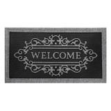 Covor intrare ConceptSeller&reg;, antiderapant, dreptunghiular cu diferite forme si mesaj in relief &rdquo;Welcome&rdquo;, Lungime x Latime x Grosime 90 x 50 x 0.5 cm