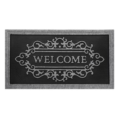 Covor intrare ConceptSeller&amp;reg;, antiderapant, dreptunghiular cu diferite forme si mesaj in relief &amp;rdquo;Welcome&amp;rdquo;, Lungime x Latime x Grosime 90 x 50 x 0.5 cm foto