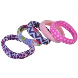 Set Elastice Păr Copii, Frotte, Model Leopard Flori Zig-Zag, Multicolor, 5 Bucăți, Oem