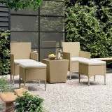 Cumpara ieftin Set mobilier bistro, 3 piese, bej, poliratan/sticla securizata