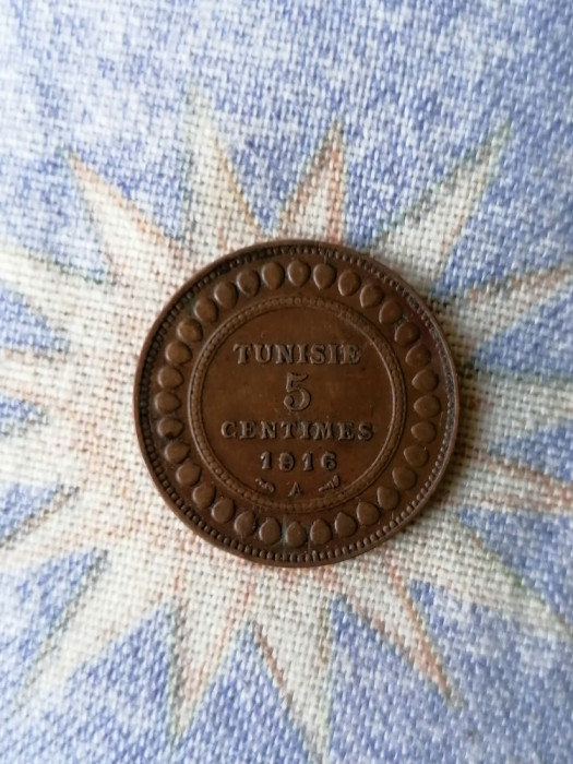 Moneda Tunisia 5 centimes 1916 (1334)A. XF+