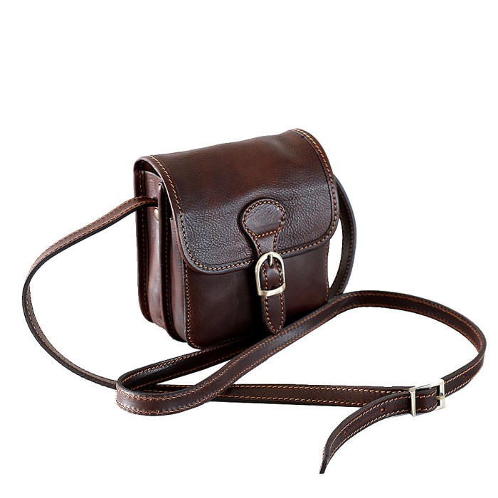 Geanta de umar, crossbody din piele naturala vachetta, maro, P150B