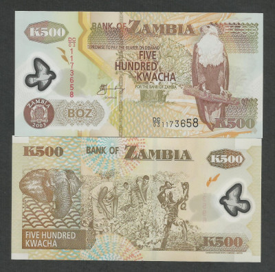 ZAMBIA 500 KWACHA 2003 UNC [1] P-43b , Polimer , necirculata foto