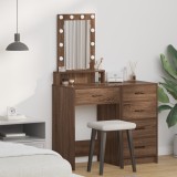 VidaXL Masă de Machiaj cu Lumini LED Stejar Culoare Maro 50x41x140 cm