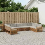 vidaXL Set de canapele de exterior 9 pcs Natural și gri deschis 3383839
