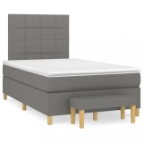 Cumpara ieftin Pat box spring cu saltea, gri inchis, 120x200 cm, textil