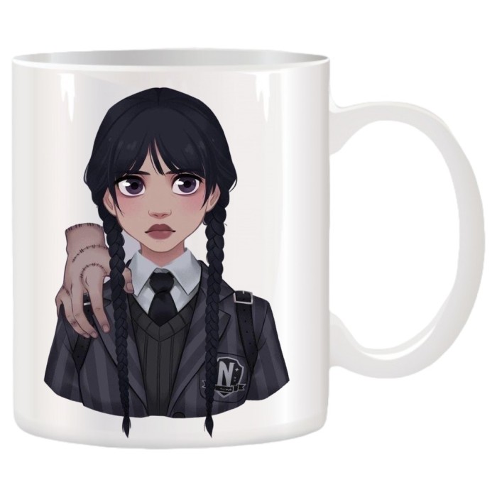 Cana alba personalizata cu Wednesday Addams, INOVATIX&reg;. 330ml