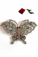 Brosa fluture auriu cu Cristale Swarovski,WINNY COLLETION foto