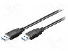 Cablu din ambele par&amp;amp;#355;i, USB A mufa, conexiune 1:1, USB 3.0, lungime 0.5m, negru, Goobay - 95716 foto