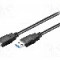 Cablu din ambele par&amp;#355;i, USB A mufa, USB 3.0, lungime 1.8m, negru, Goobay - 93928