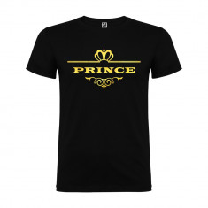 Tricou copii Prince, 100% Bumbac, negru/auriu foto