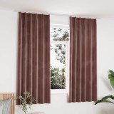 vidaXL Draperii Opace Catifea Roz Antichizat 140x175cm, 2 Bucăți, C&acirc;rlige Metalice, Blocare Lumină, Spălare Automată
