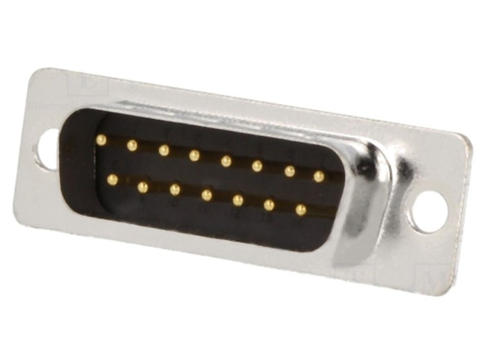 Conector D-Sub 15 pini aurit, negru