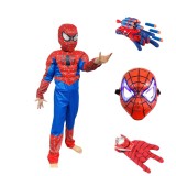 Cumpara ieftin Costum Spider-Man KidMania&reg; cu muschi, masca cu lumini si doua manusi lansator pentru copii 7-9 ani 120-130 cm