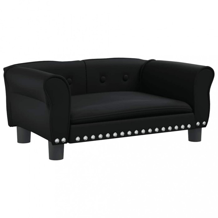 Pat de caini, negru, 70x45x30 cm, piele ecologica