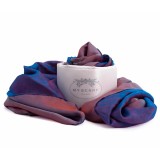 Cumpara ieftin Eșarfă Mătase Naturală Verona Unisex Dublă Față Albastru Indigo/Bronz 185x65cm Made in Italy