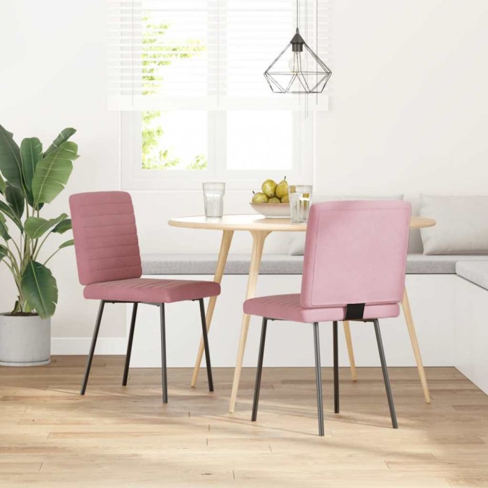 vidaXL Scaune de sufragerie, 2 buc., roz, catifea 4101160