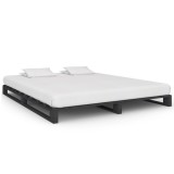 Cumpara ieftin Cadru de pat din paleți, gri, 200 x 200 cm, lemn masiv de pin