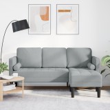 vidaXL Canapea formă L, 3 locuri, gri deschis, 160 cm, textil