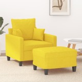 VidaXL Fotoliu canapea cu taburet, galben deschis, 60 cm, textil 3201086