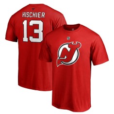 New Jersey Devils tricou de barba?i red #13 Nico Hischier Stack Logo Name &amp;amp;amp; Number - M foto