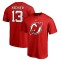 New Jersey Devils tricou de barba?i red #13 Nico Hischier Stack Logo Name &amp;amp; Number - M