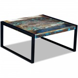 Masă cafea vidaXL, lemn masiv reciclat, 80x80x40cm, stil antic, handmade, multifuncțională (living, canapea, laterală)