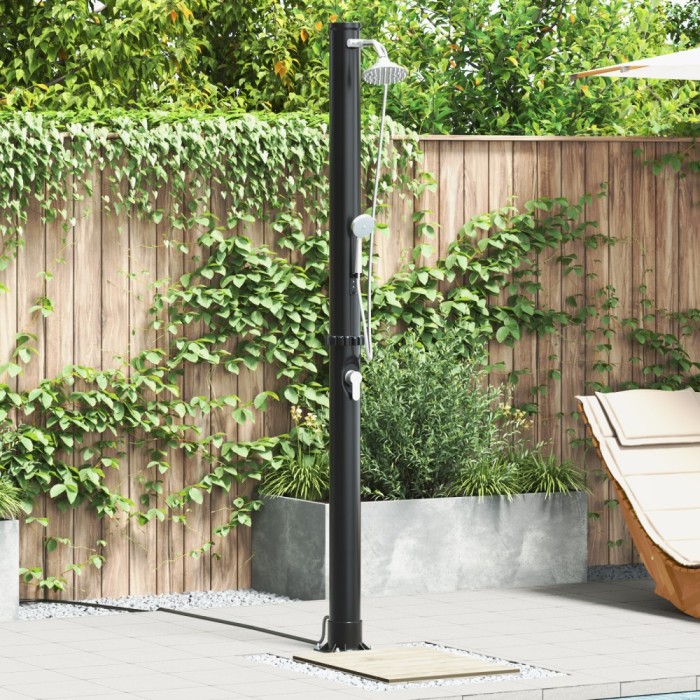 vidaXL Duș solar de exterior Negru 217 cm PVC, aluminiu