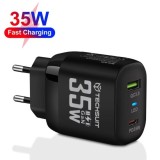 Incarcator Priza GaN, USB, Type-C, 35W - Techsuit (CHPD174) - Black