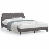 vidaXL Cadru de pat cu tăblie, gri, 120x200 cm, piele ecologică