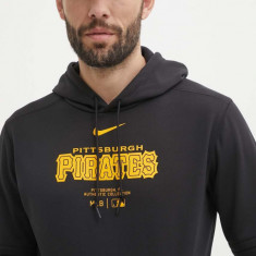 Nike bluza Pittsburgh Pirates barbati, culoarea negru, cu glugă, cu imprimeu