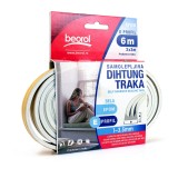 Banda Etansare Usi Ferestre Beorol, Profil E, 6m (2x3m), Alb, PVC, Autoadeziva, Izolare Termica si Acustica
