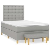 Cumpara ieftin Pat box spring cu saltea, gri deschis, 120x190 cm, textil