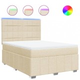 Cumpara ieftin Pat box spring cu saltea, crem, 160x200 cm, material textil