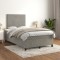 Gossi pat box spring cu saltea, gri deschis, 120x200 cm, catifea