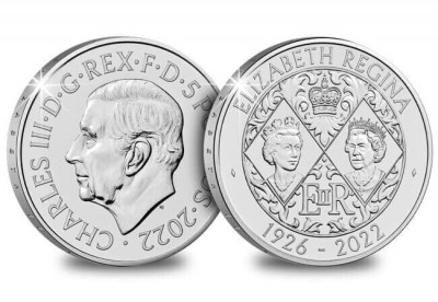 Marea Britanie 5&amp;pound; BU - PRIMUL PORTRET OFICIAL Charles III- Memorial - Royal Mint foto