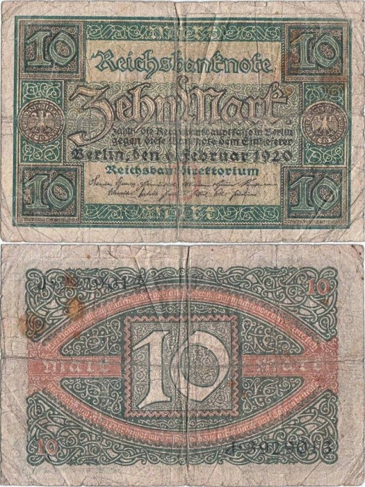 1920 (6 II), 10 mark (P-67a.1) - Germania!