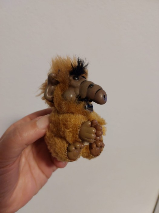 Alf, jucarie plush cu clema la maini, vintage, 8cm inaltime