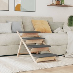 vidaXL Scară pentru c&acirc;ini, gri, 105x47 cm, lemn masiv de brad