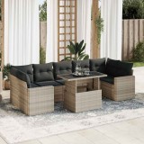 Cumpara ieftin Set mobilier de grădină cu perne, 8 piese gri deschis poliratan