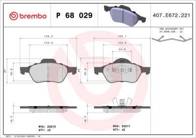 BREMBO P 68 029 PRIME LINE set placute frana,frana disc foto