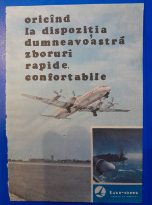 1988 Reclamă TAROM comunism 24x16 cm epoca aur transport aerian avion aeronava foto