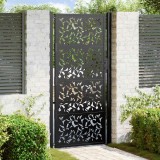 vidaXL Poarta de gradina neagra 105x205 cm Design cu frunze de otel