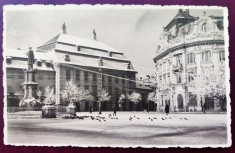 Sibiu - Hermannstadt - Piata Regele Ferdinand - tip fotografie, ilustrata interbelica dar circulata in perioada RPR (1953), Foto E. Fischer