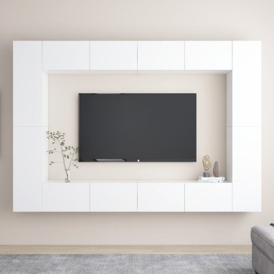 vidaXL Set dulapuri TV, 6 piese, alb, lemn prelucrat foto