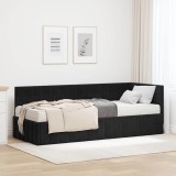 vidaXL Cadru de pat colțar cu saltea cu headboard 2 pcs Negru Catifea 3393923