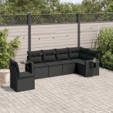 Cumpara ieftin Gossi set mobilier de gradina cu perne, 6 piese, negru, poliratan